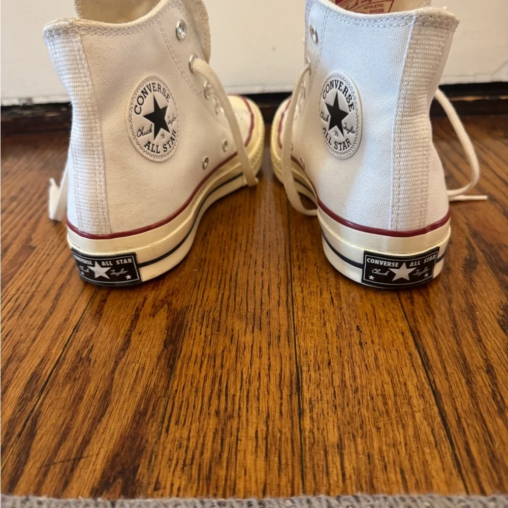 Converse White High Top Sneakers with Red Stripe - Picture 3 of 6